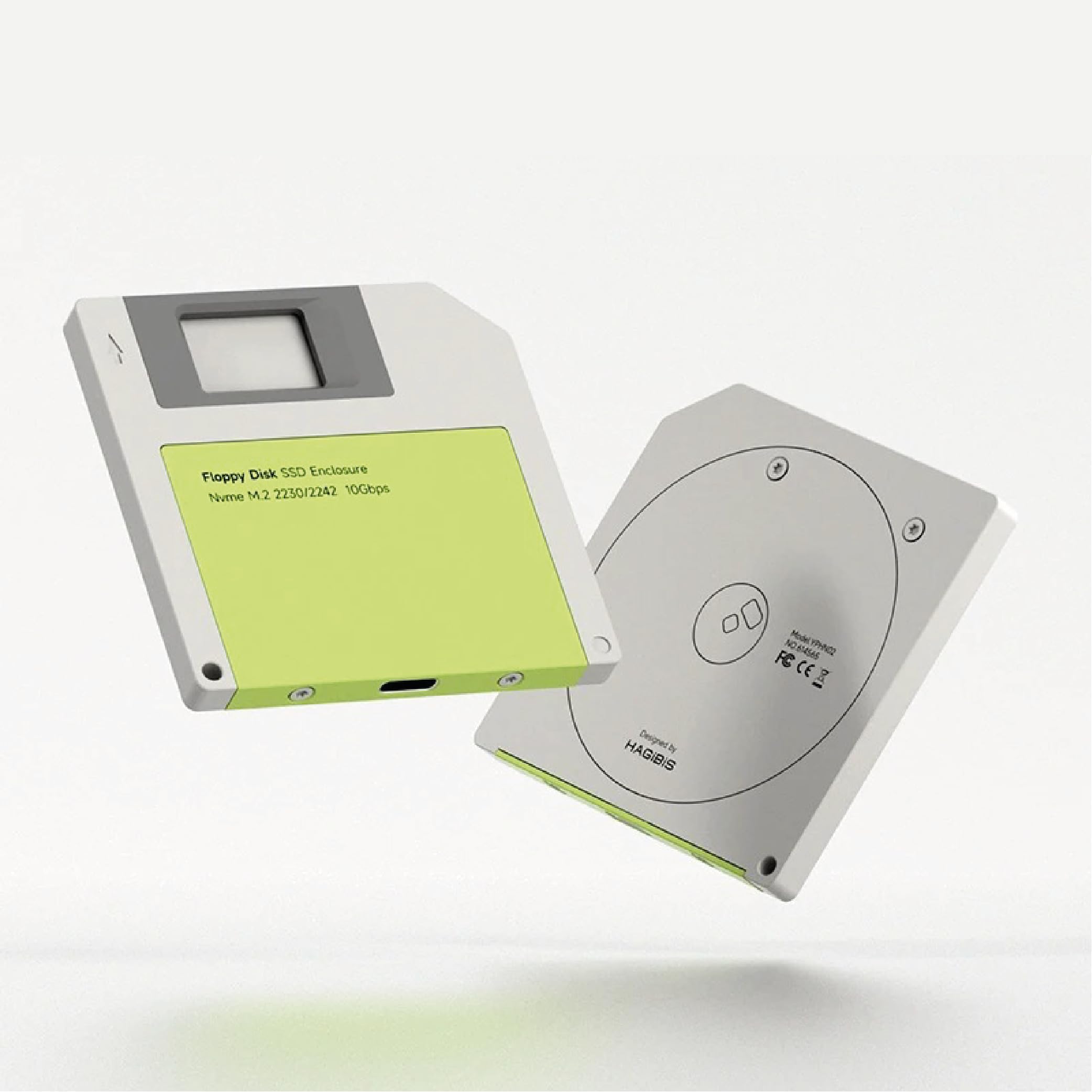 Générique Obudowa SSD NVMe USB-C 10 Gb/s, format dyskietek retro, kompatybilna z M.2 2230/2242, aluminium, Ultra-Fin 6,1 mm (zielona)