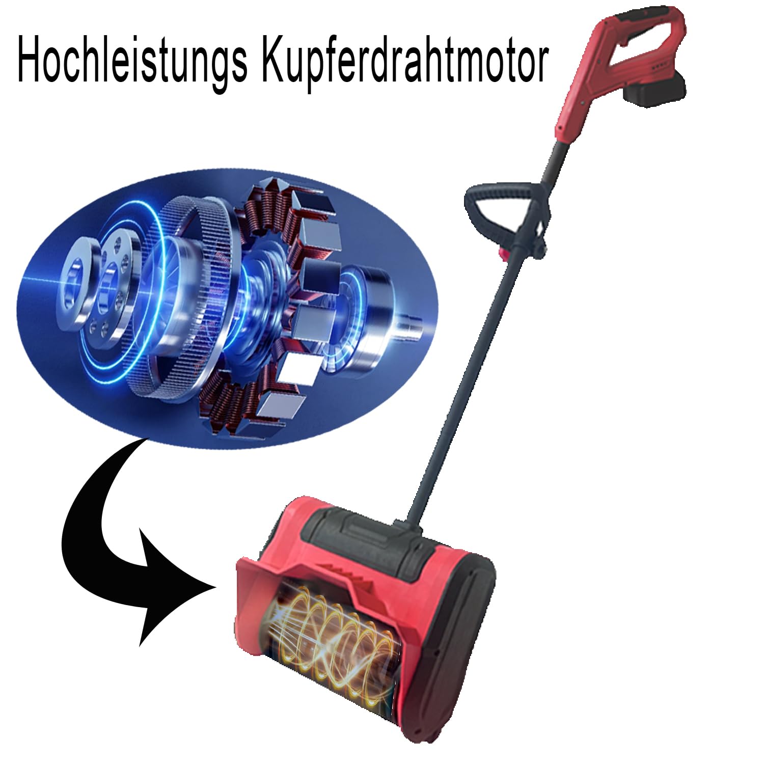 Hooha Akku-Schneefräse Kein Benzingeruch Handlich Leicht zu warten Abnehmbar Schneefräsen Kabellose Snow Removal Shovel | 8m Wurfweite | Arbeitsbreite 32 cm | Schneehöhe 15cm | 21V 2.0Ah x 2 Akkus