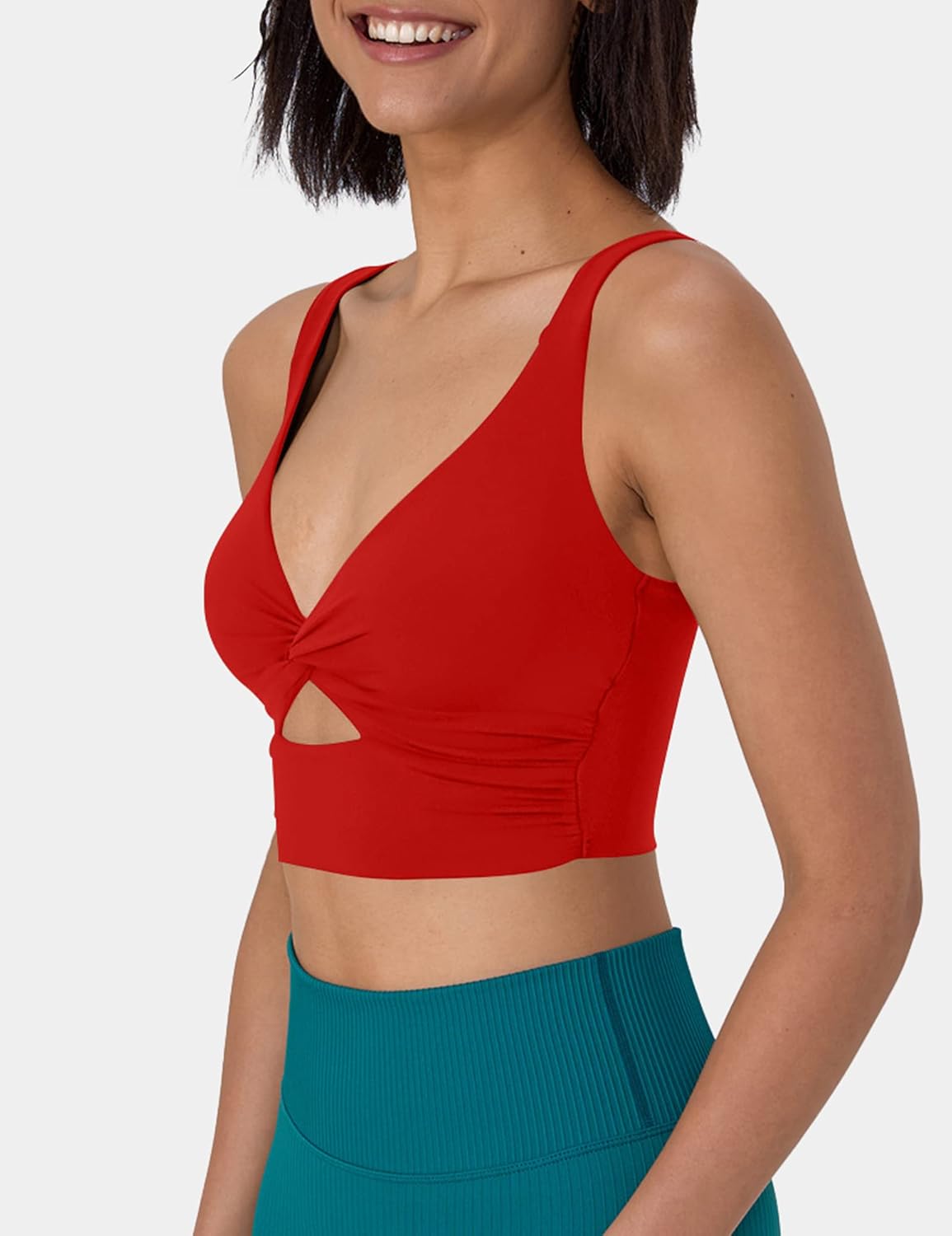 cailami Women's Sexy Sleeveless Deep V Neck Cropped Tank Tops Front Knot Twist Crop Top - Image 4