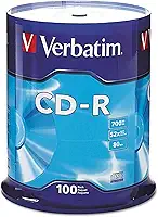 Disco gravável Verbatim 700MB 52X 80 minutos CD-R, 10-Disc 97955, Embalagem padrão, Prata, 100-Disc