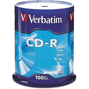 Verbatim CD-R Blank Discs 700MB 80 Minutes 52X Recordable Disc for Data and Music - 100pk Spindle