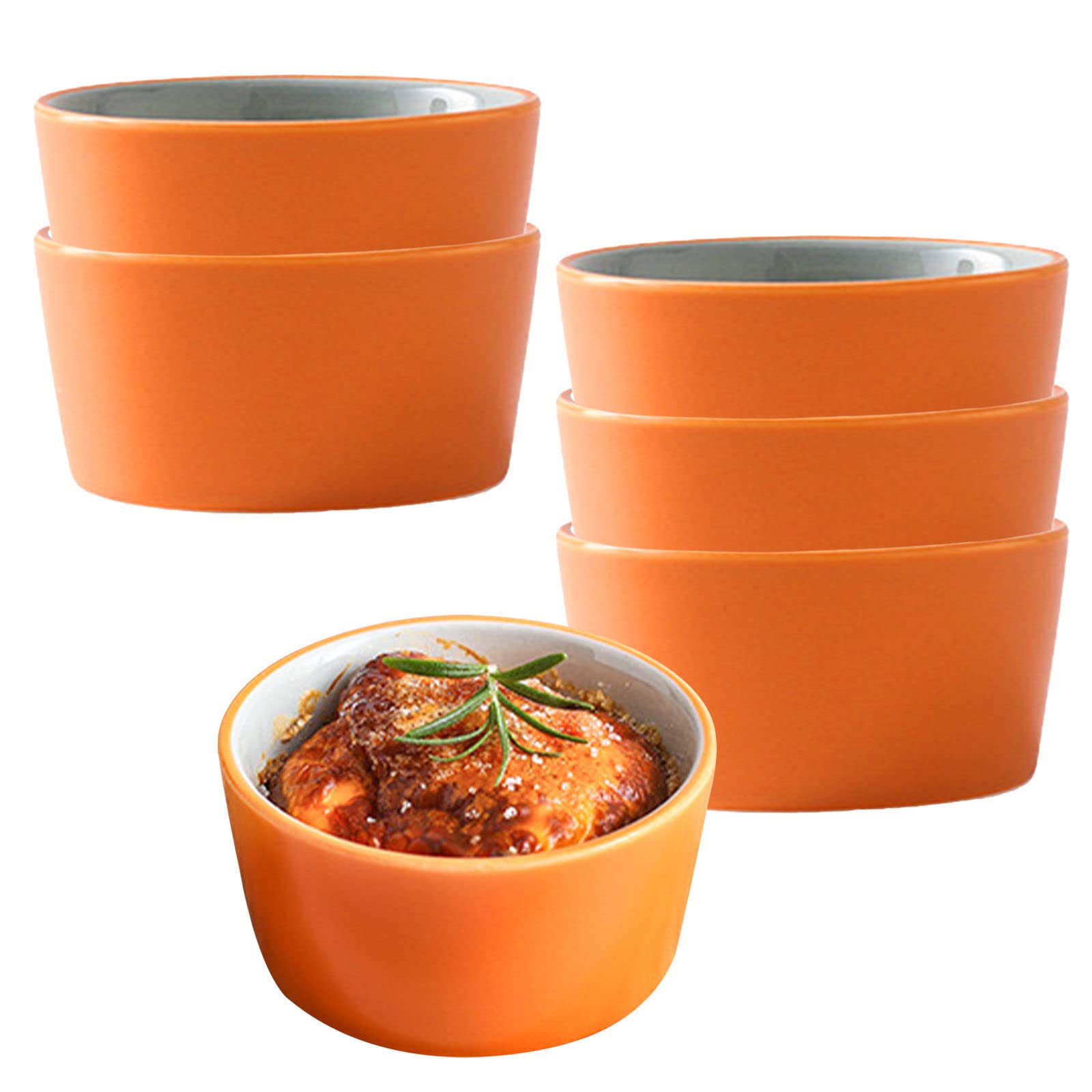Bol à soupe, bol à riz, bol à déjeuner, ensemble de ramequins, 120 ml, ramequins à crème brûlée, plats à soufflé allant au four, ramequins à soufflé, ramequins for friteuse à air-vert-lot de 8 ( Color