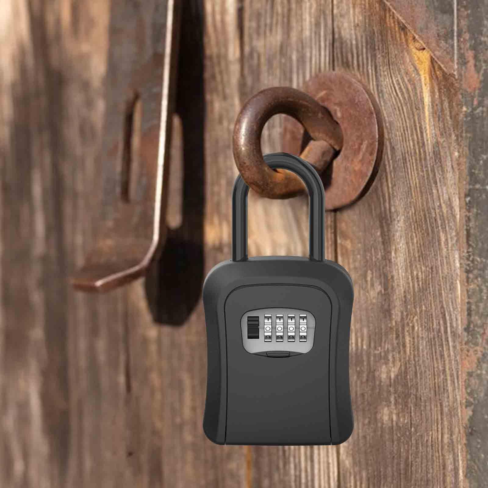 Key Lock Box Valets Wall Mounted Indoor Outdoor Store Keys Cabinet Organizer Black-image-4