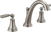 Delta Woodhurst Brushed Nickel 3-Hole 8-Inch Widespread Bathroom Faucet with Metal Drain 3532LF-SS