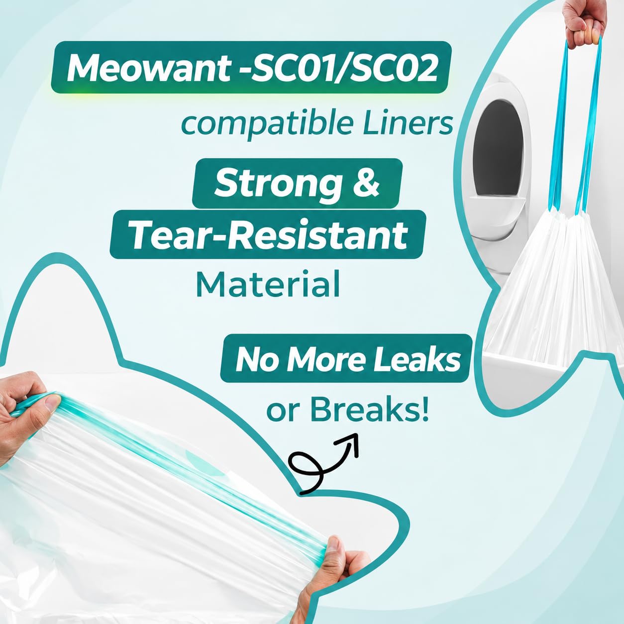 Cat Litter Liners Compatible with Meowant Litter Box MW-SC01/MW-SC02 – 20 Count, Extra Thick, Heavy Duty - image 3