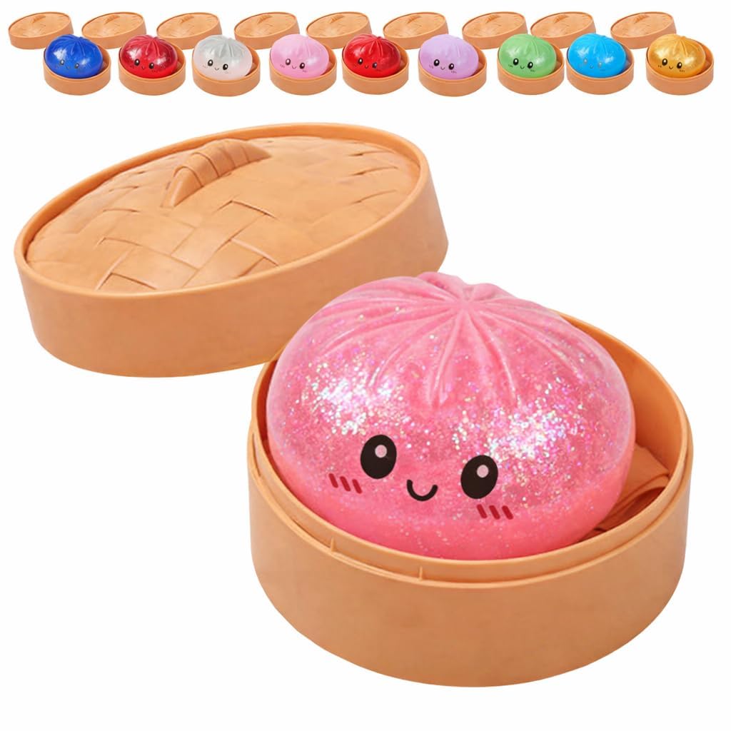 Glitter Dumpling Squishy, 2026 New Colorful Dumplings Squishies with Box, Soft Sensory Squeeze Toys for Adults Stress Relief (Colorful) — view 9
