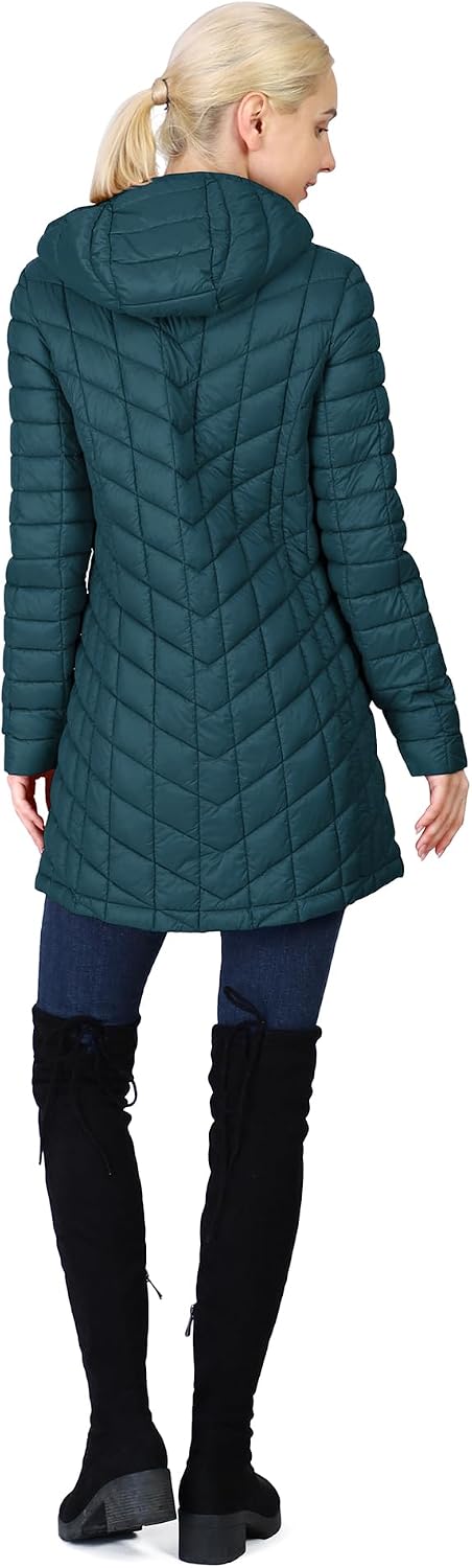  Women's Hooded Long Puffer Coat Lightweight Winter Jacket thumbnail