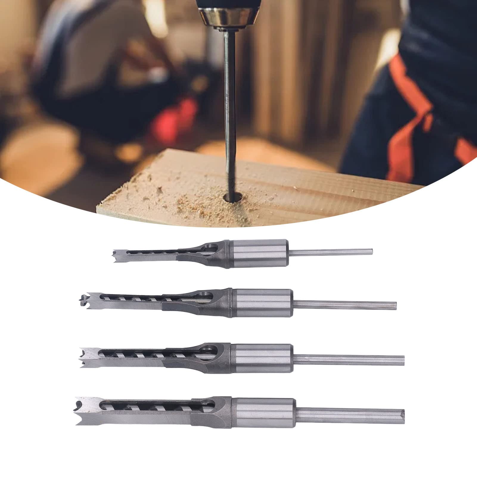 Juego de 4 brocas cuadradas para carpintería HSS resistentes al desgaste 1/4 pulg. 5/16 pulg. 3/8 pulg. 1/2 pulg. Brocas avellanadoras para proyectos de renovación y decoración de