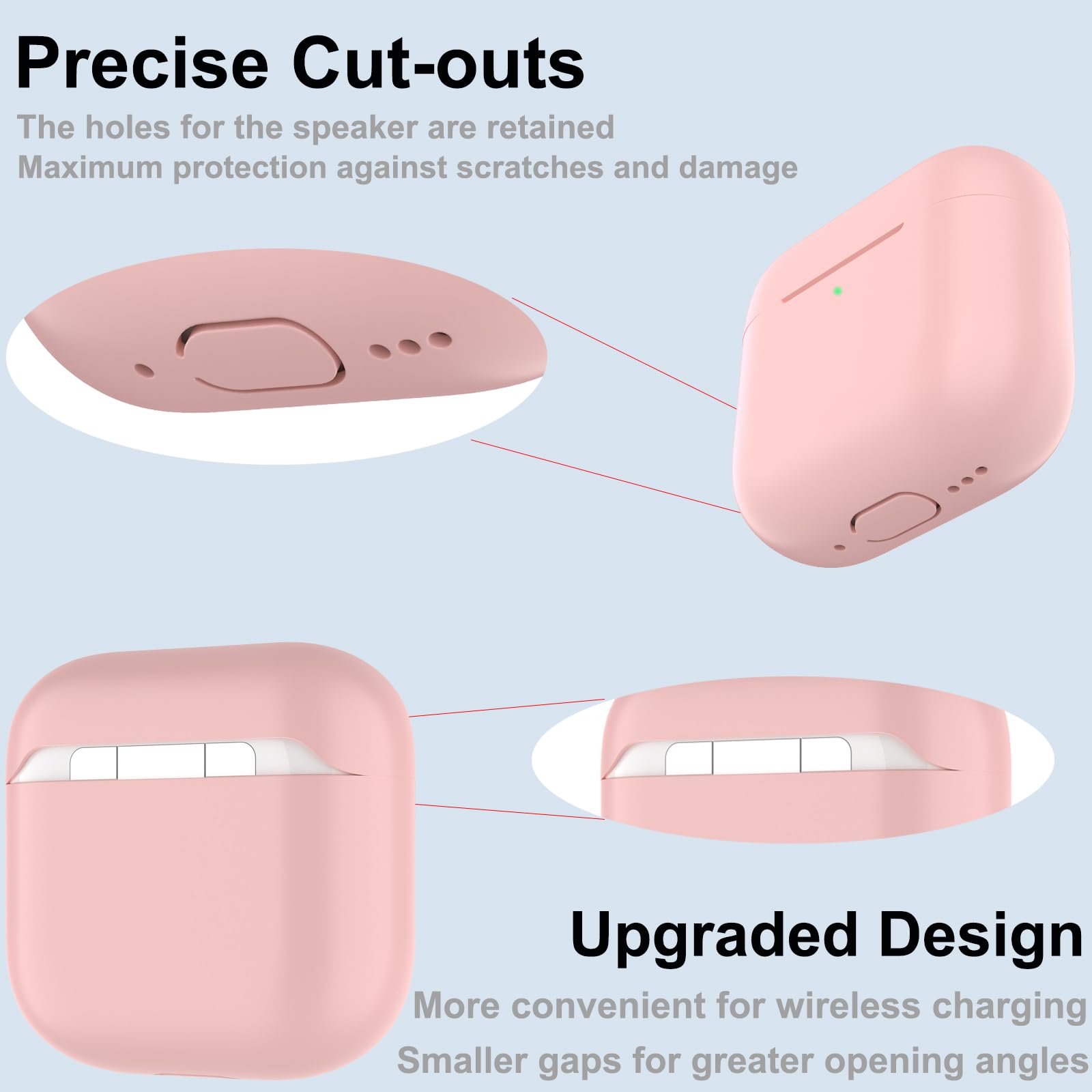 Coque AirPods 4, Étui Protection Mince Silicone AirPods 4 2024 USB-C, Rose
