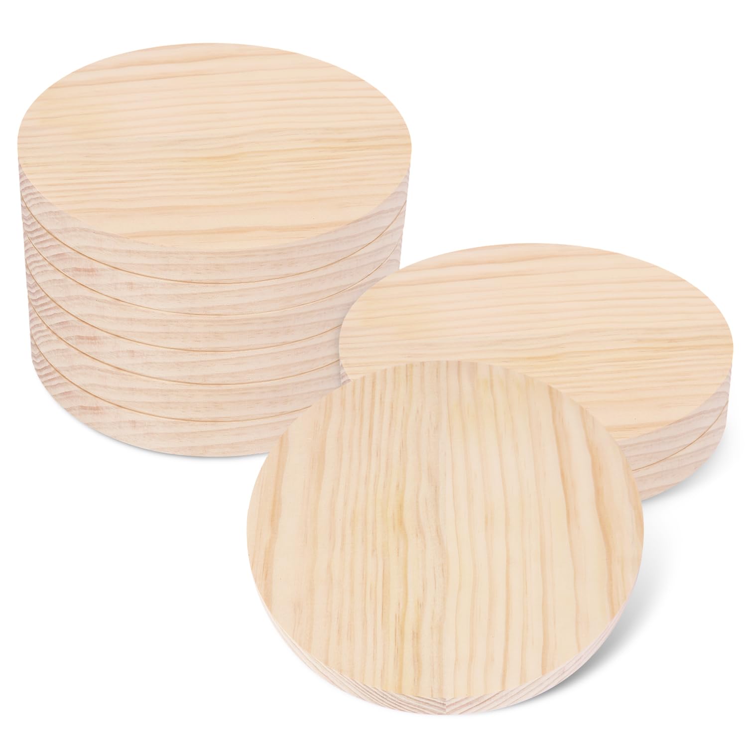 9 Stück 20,3 cm große Holzscheiben Kreise, unlackierte Holzuntersetzer, natürliche Holzscheiben, runde Holztafeln für Bastelarbeiten, Heimdekoration, Türhänger, Holzgravur, Holzgravur GNIEMCKIN.