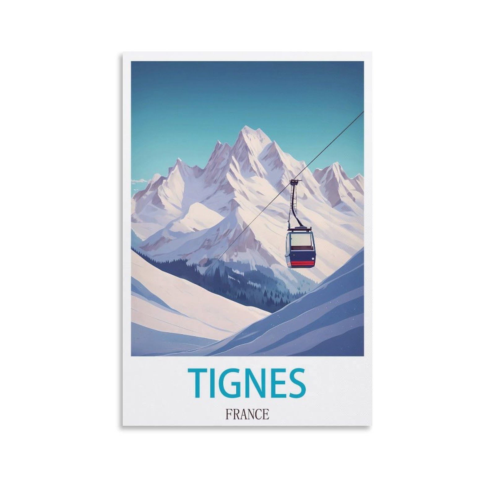 Clfmhnas Unframe-Style Tignes France Vintage Travel Poster 12X18inch(30X45cm) Canvas Wall Art Prints