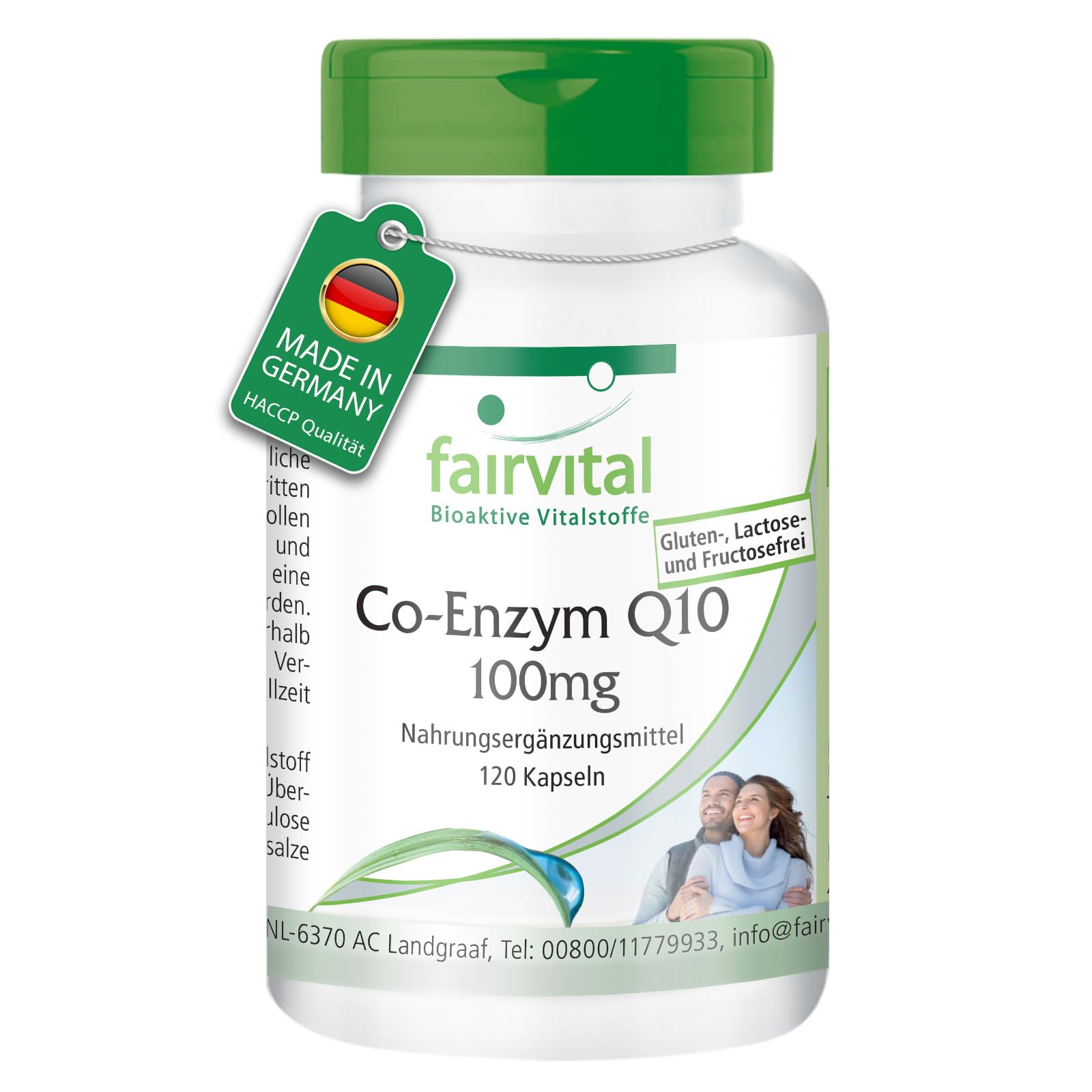 fairvital Coenzima Q10 100 mg, 120 capsule, facili da deglutire, ALTO DOSAGGIO, capsule di CoQ10 ubichinone, per 4 mesi, VEGANE