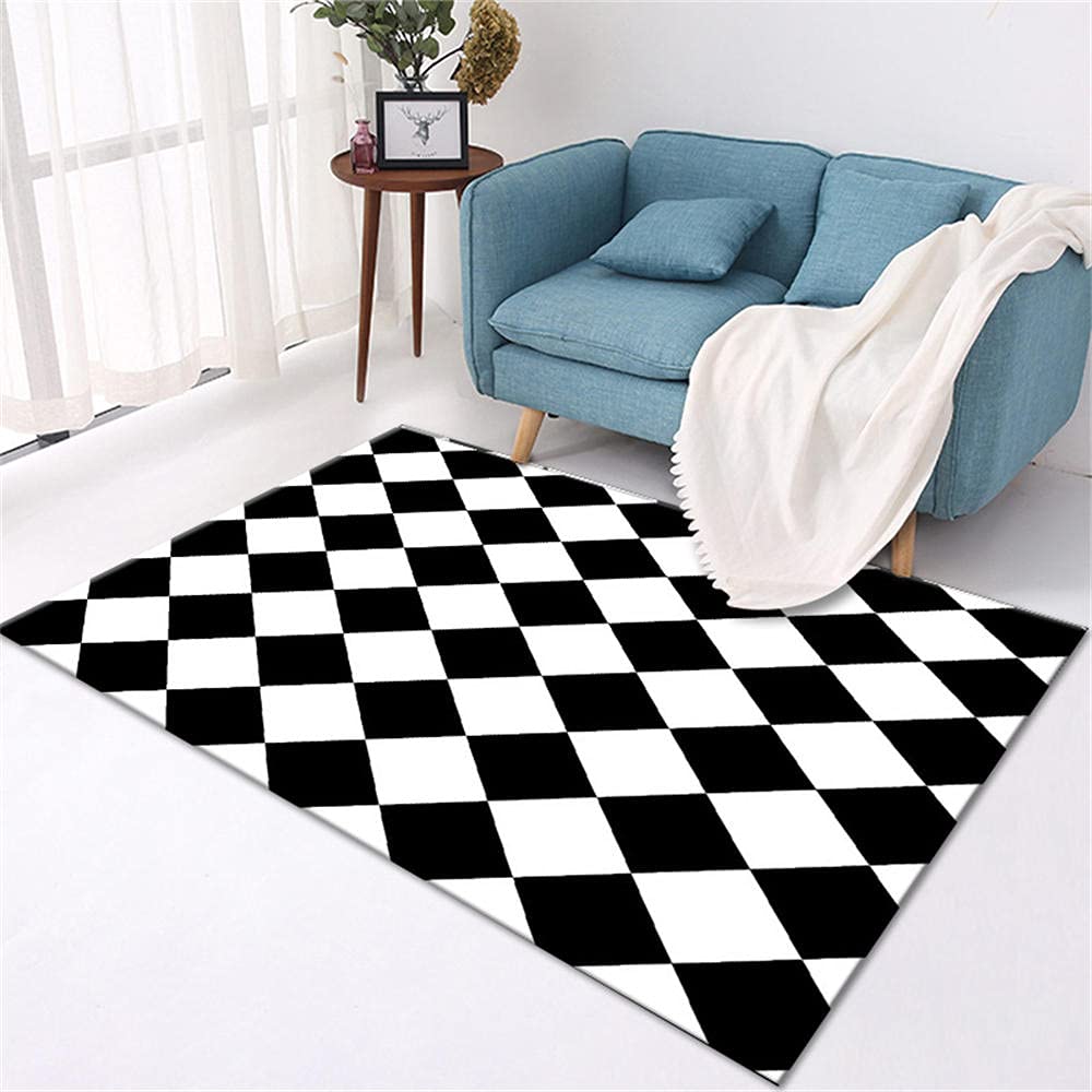 Alfombra de salón geométrica RUGMRZ de 120x160cm en blanco y negro