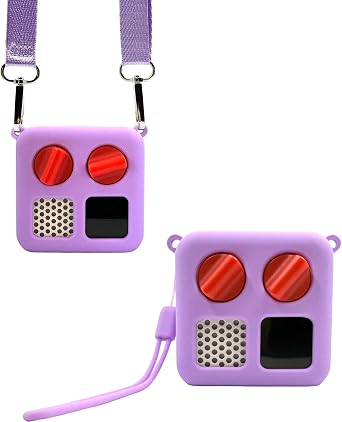 Upgraded Silicone Case with Shoulder Strap for Yoto Mini Adventure Jacket Yoto Accessories Protective Silicone Cover with Wrist Lanyard, Light Purple