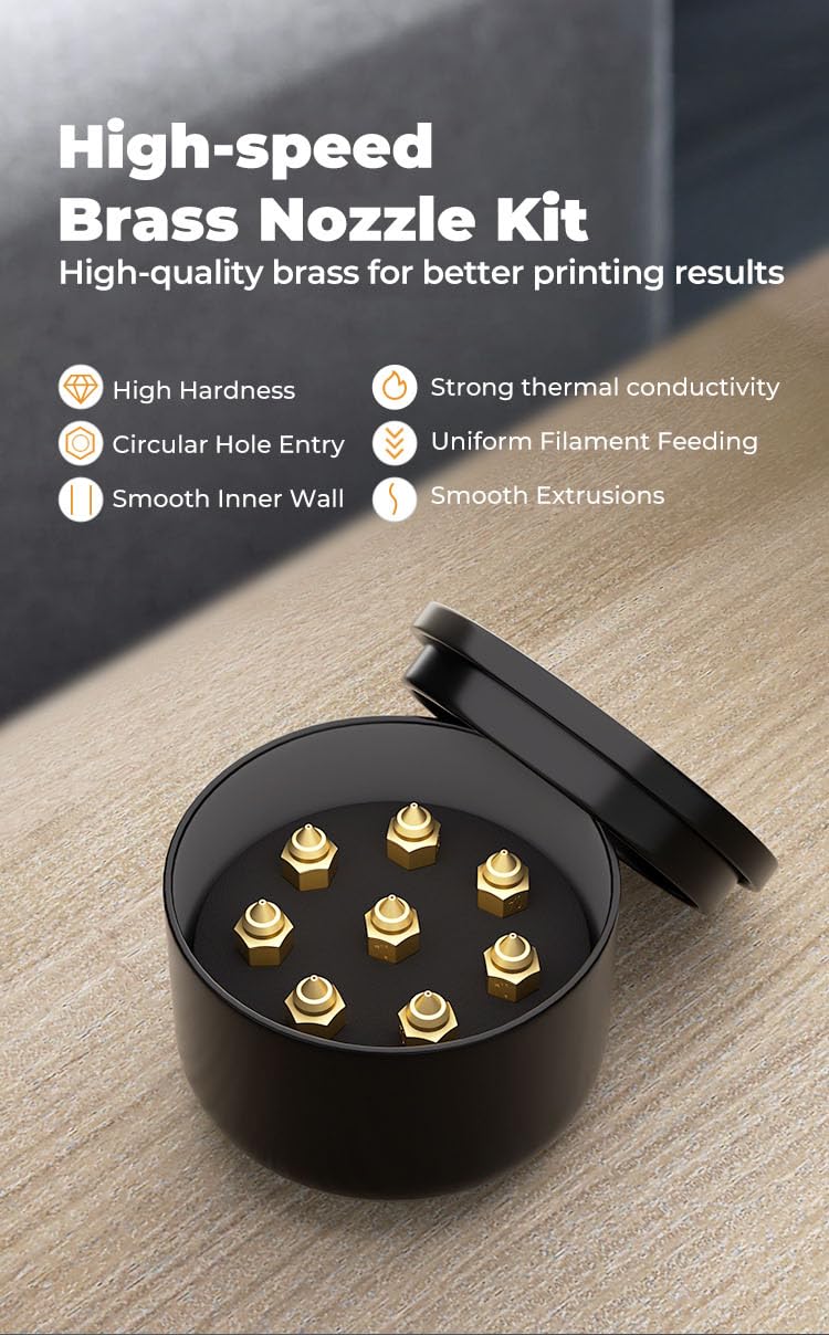 Creality - Kit de boquillas de latón de alta velocidad Ender-3 V3 SE (8 piezas), accesorios de impresora 3D, boquilla extrusora para Ender-7/Ender-5 S1, alta dureza, 0.25 mm x 1, 0.4 mm x 4, 0.6 mm x