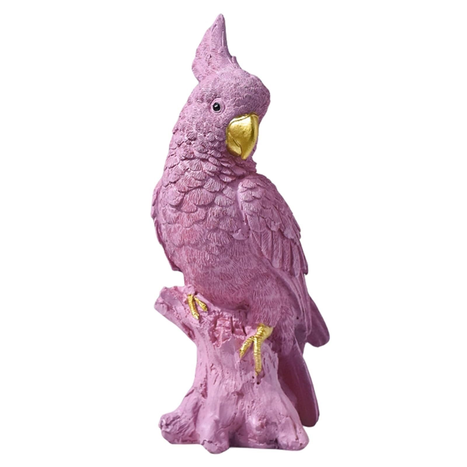 TSKIQQLQ Shelf Decor Elegant Parrot Statue Bird Sculpture for Home Decor Animal for Bookshelf Office Decorations For Work(Pink,A)