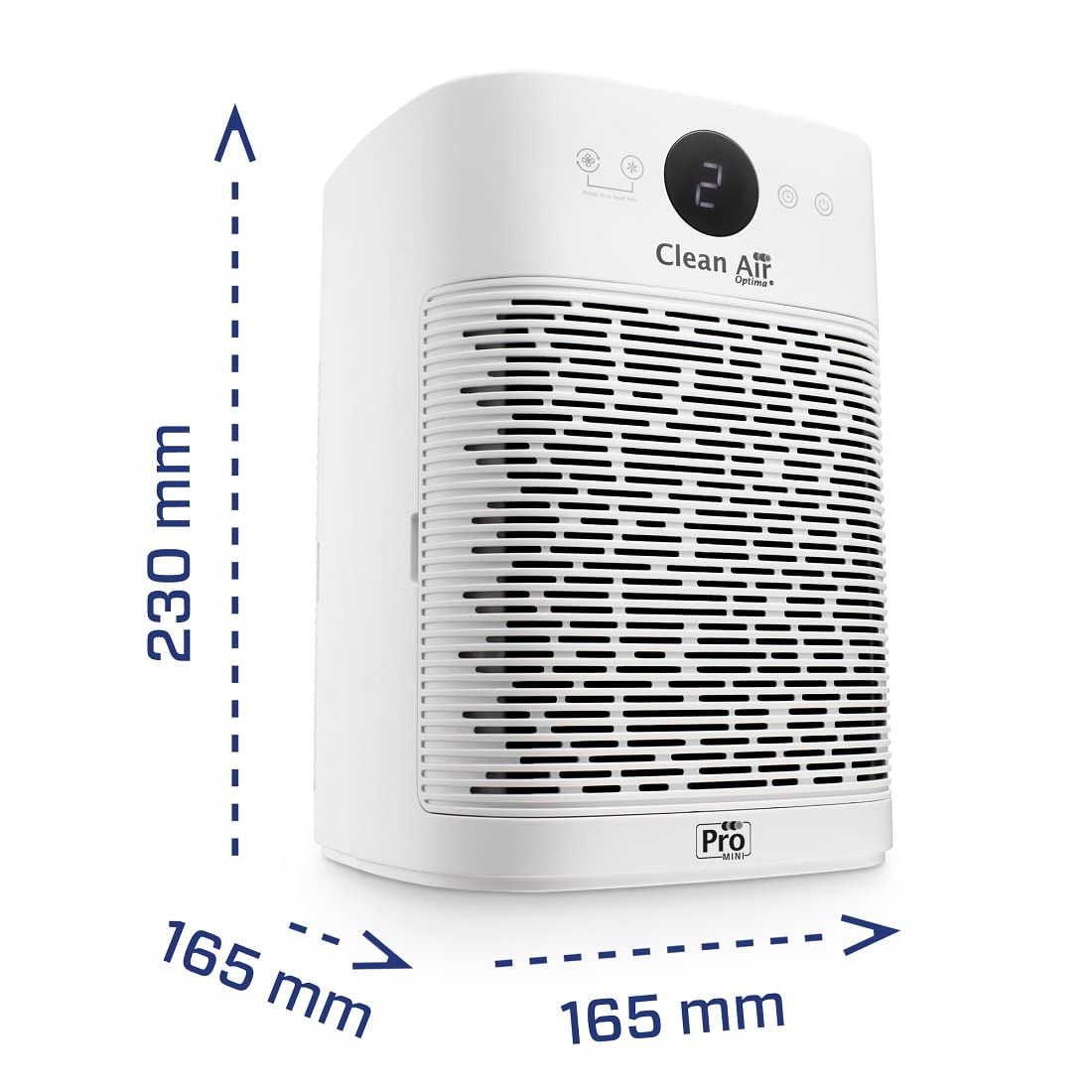 Clean Air Optima CA-502Pro Mini Purificatore d'aria con 2 filtri TRUE Hepa H13,2 x Filtro al carbonio attivo, lampada LED UV-C, spazi fino a 20m²/40m³, Bianco