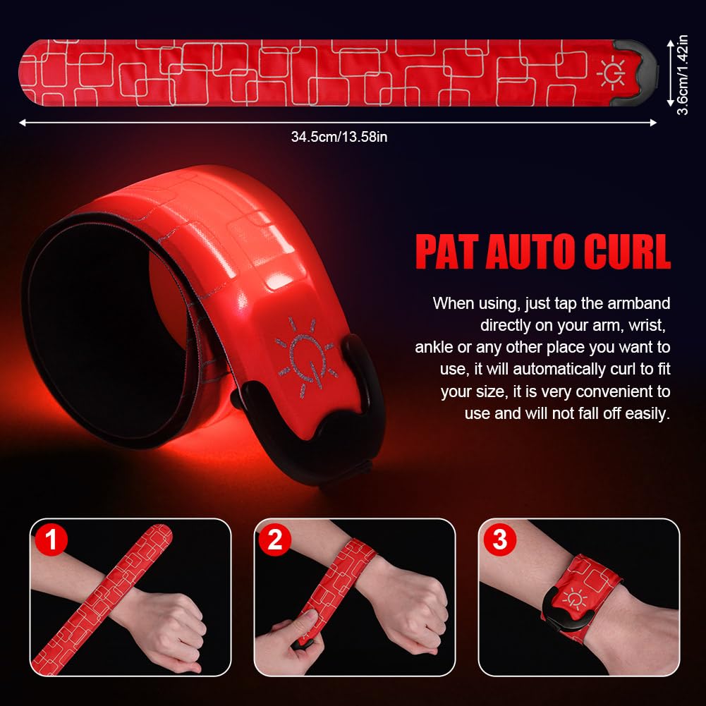 flintronic Bande Catarifrangenti, LED Bracciale, Braccialetto Riflettente LED, Braccialetto Ricaricabile USB, Racciale Catarifrangent, Fascia per Braccio Ricaricabile per Bici Jogging