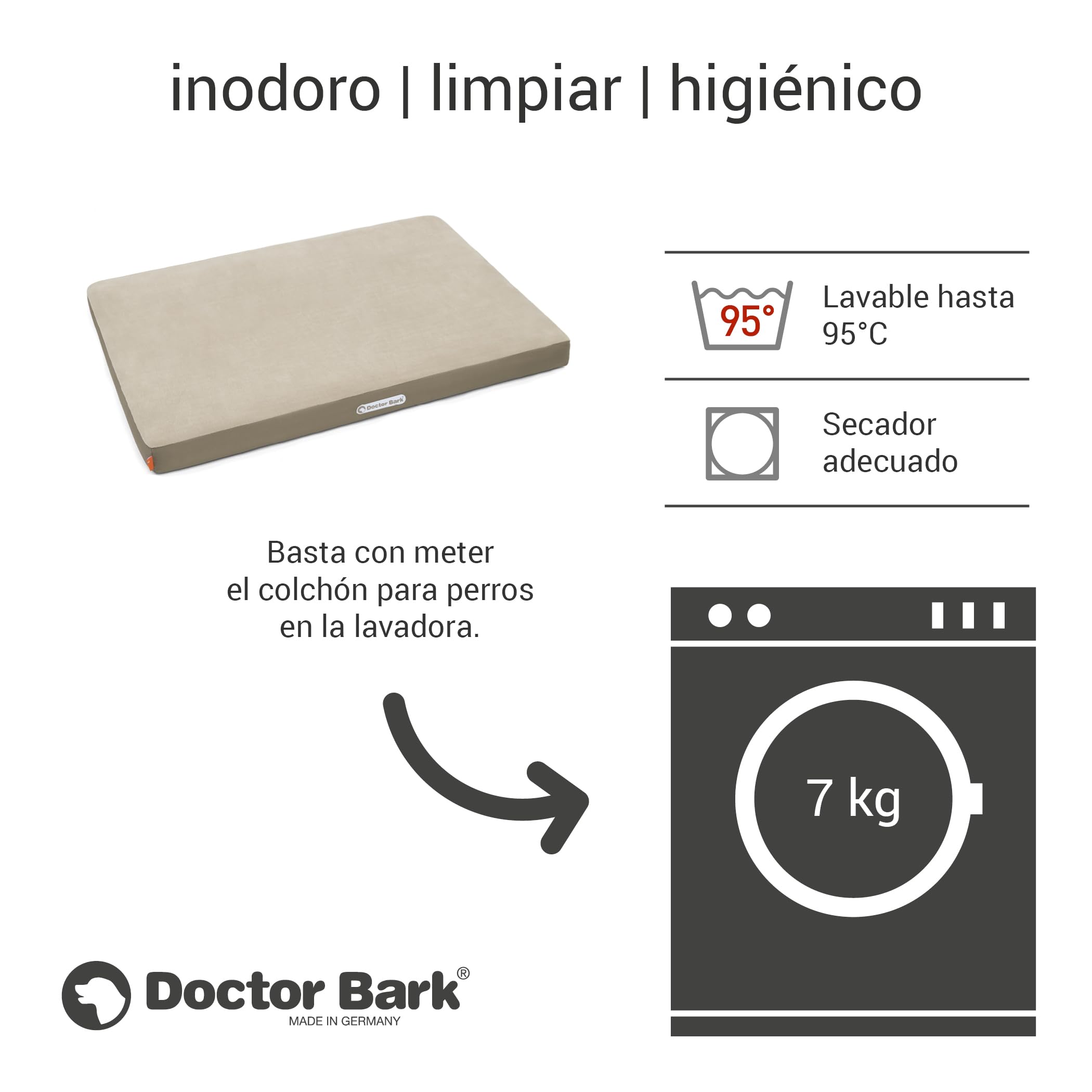 Doctor Bark | Colchón ortopédico para perros con superficie de descanso de forro polar, cojín de descanso lavable para perros grandes (L - 100 x 70 cm, beige - marrón dorado)