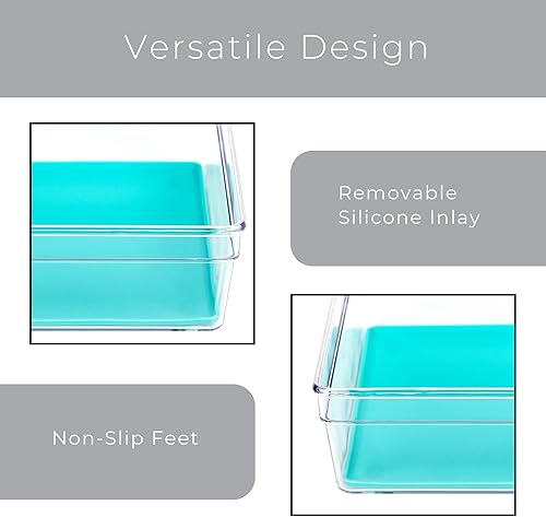 Miniatura 4 de Organizador de cajones de plástico de diseño inteligente con fondo de silicona sin BPA para utensilios de cocina cubiertos u artículos de oficina