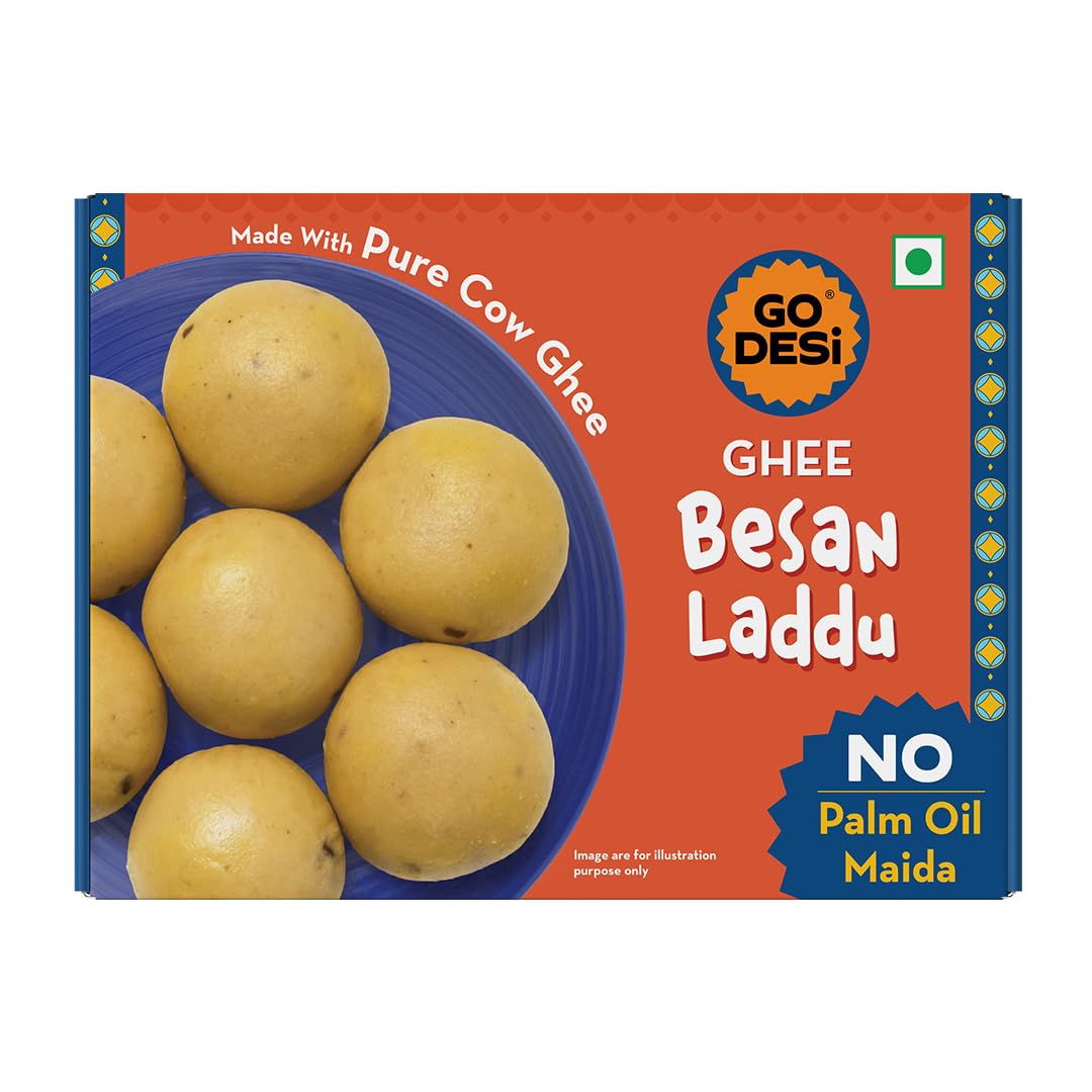 GO DESi Ghee Besan Laddu - 150 grams | Made with Pure Cow Ghee | No Palm Oil or Maida | Sweets |