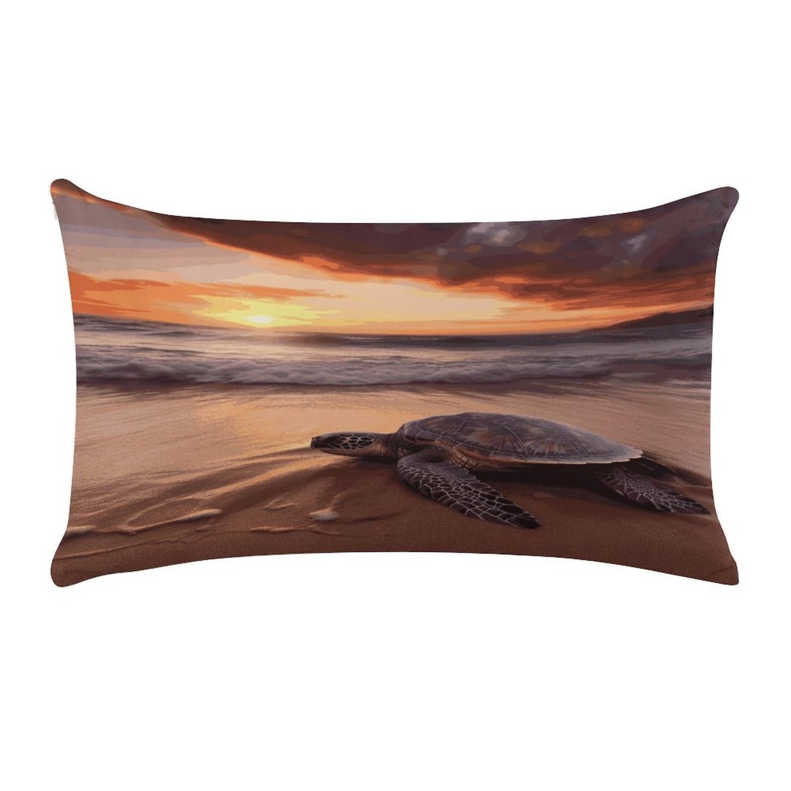 Adfgyerh Style Sea Turtle Sunset Pillow Covers，20X12inch,Invisible Zipper Design，Throw Pillow Cover,Short Plush，Ultra-Soft Fabric On Both Sides Home Decor，For Home Sofa Couch