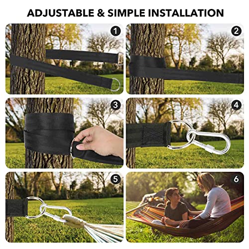 Frocopo TSHS5 Tree Swing Strap Hanging Kit, 5Ft Extra Long Tree Swing Straps Hold 2200Lbs, Premium Nylon Straps For Tree Branch With Safety Lock Carabiners, Hammock Hanging Strap Quick & Easy Installation thumb #5