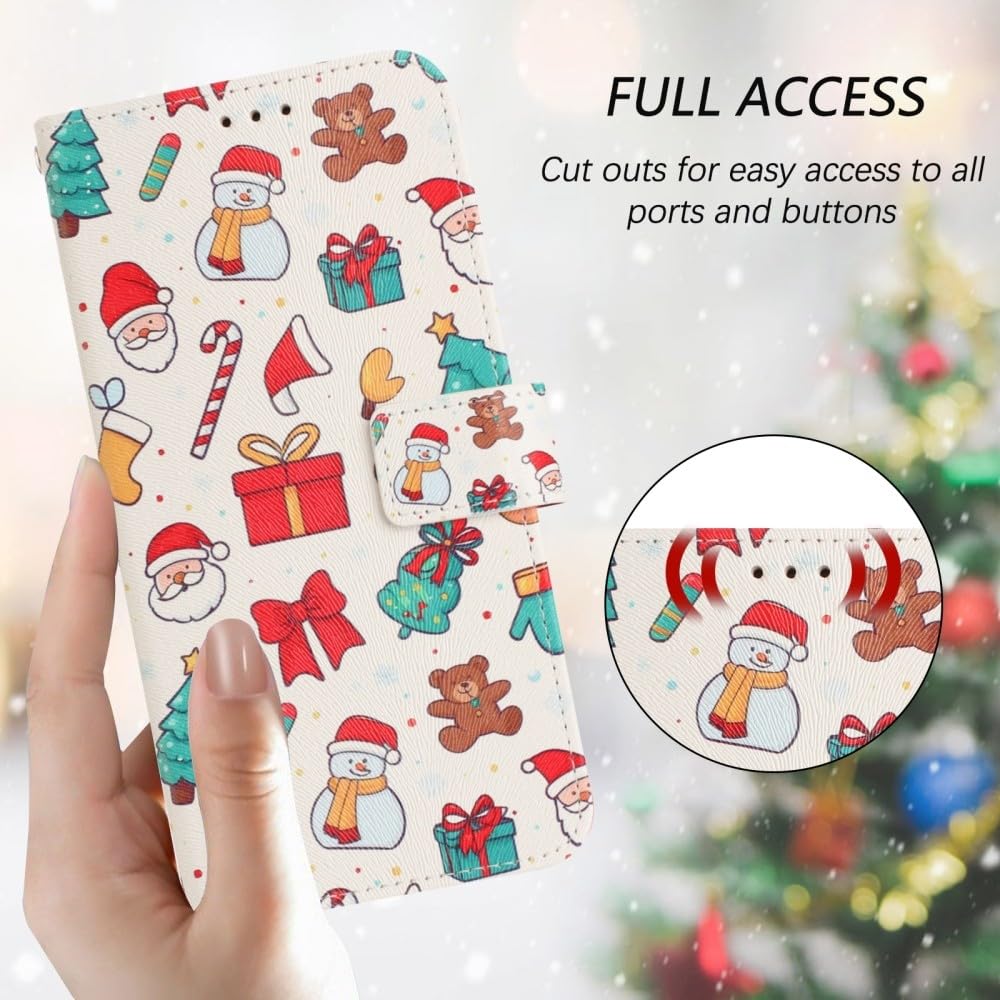 Generic Étui compatible avec Oppo Find X3 Lite (Design : Nuit de Noël) Motif Portefeuille en cuir Étui à rabat