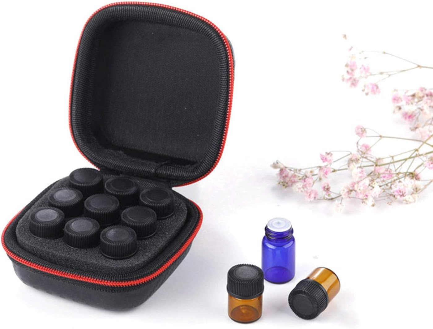 Slots Essential Oil Carrying Case Hard Shell Pattern for Essential Oil Collection Waterproof Oil Storage Organizer Bag 9 Compartments 1ML-3ML Roller Bottles Oil Vial Bottles : Patio, Lawn & Garden