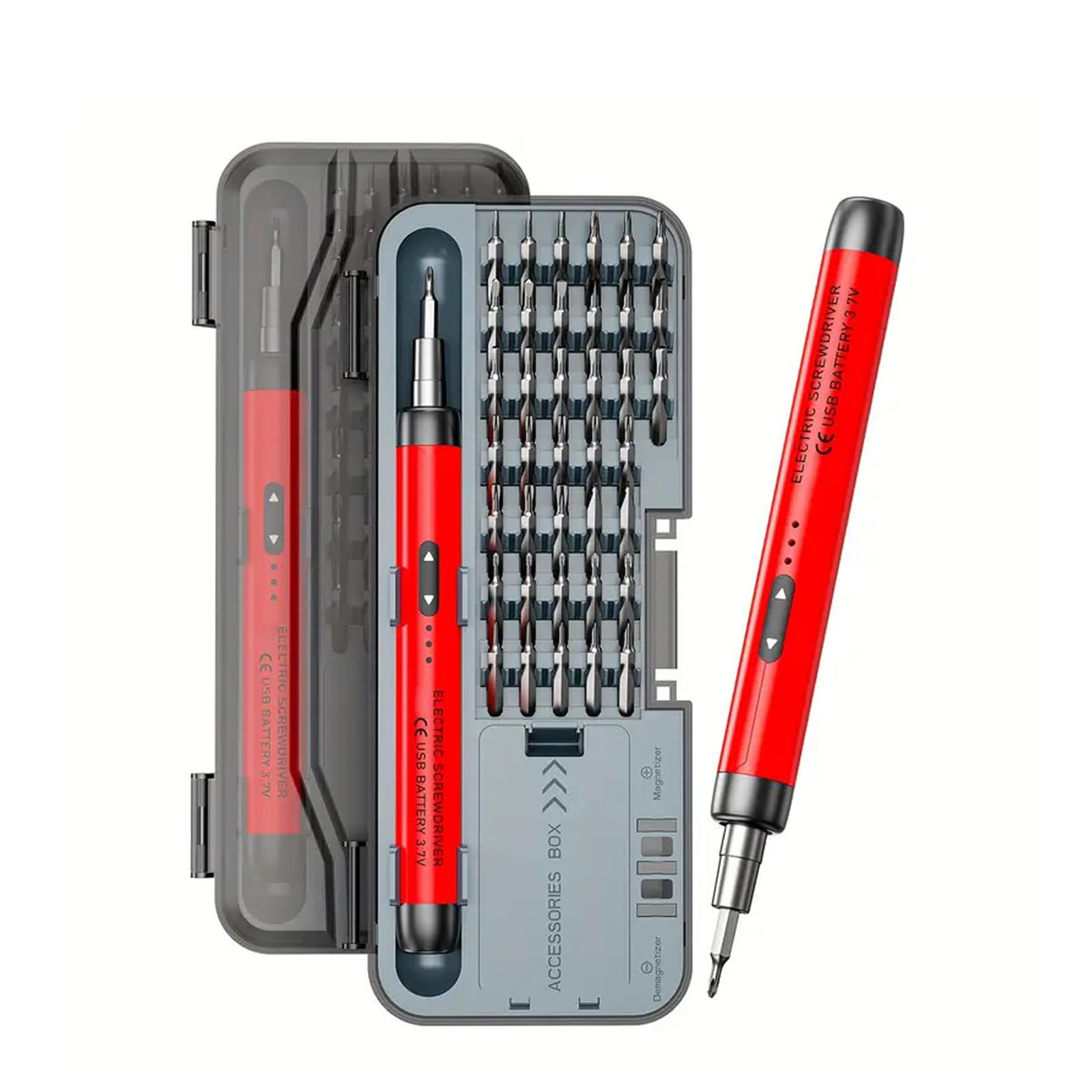 Oxxggkao Red 46 Piece Cordless Screwdriver Set With Tips And Pry Tools For Phone Laptop Repair Eyeglass Game Console Repair Set