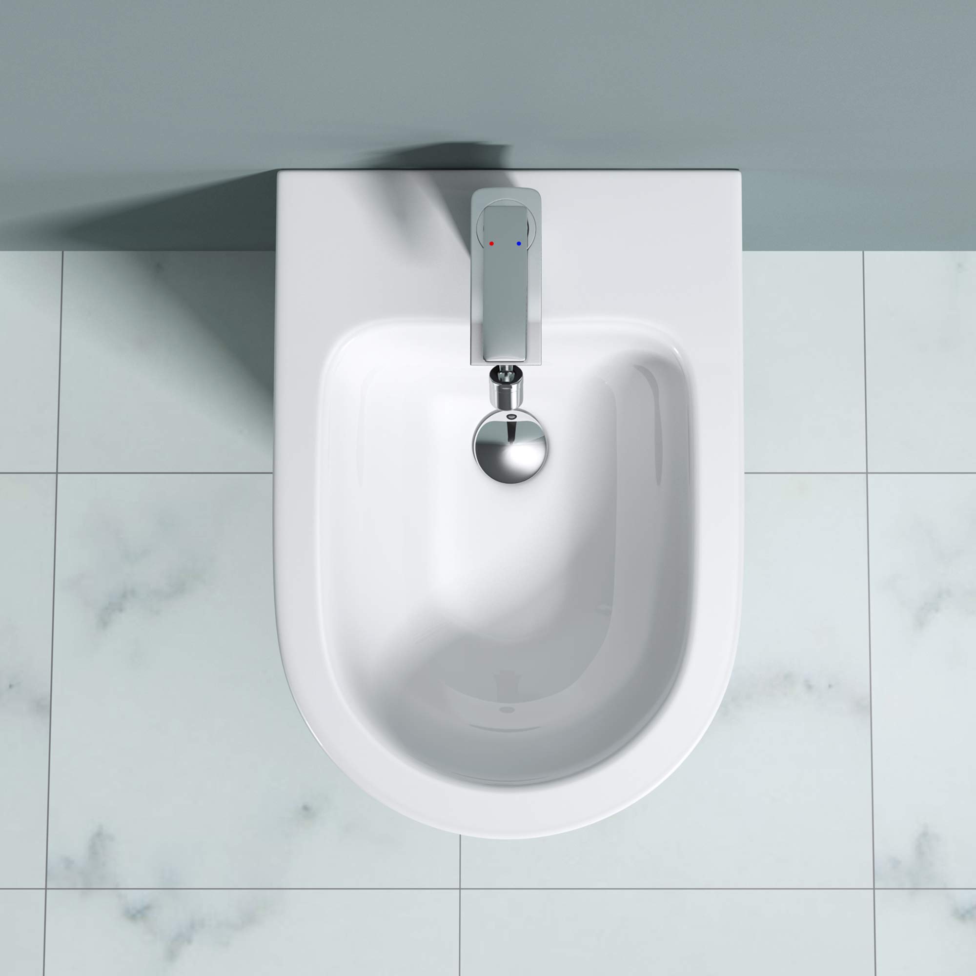 doporro Inodoro Bidé 36x51,5x34,5cm diseño Düren108 en blanco fabricado en cerámica Bidé suspendido con rebosadero y revestimiento para fácil limpieza