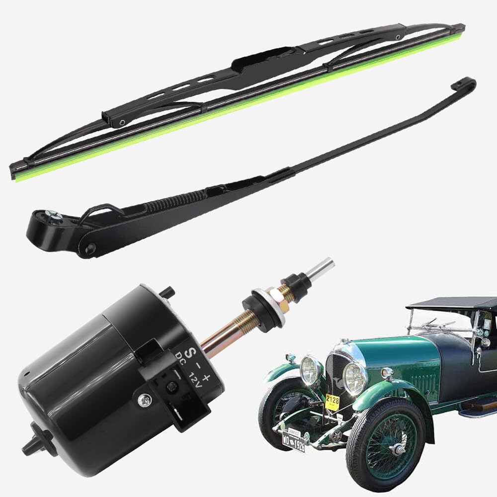 Motore Tergicristallo 12V Universale con Braccio e Lama, Braccio Motore Tergicristallo 105°, Motore Tergicristallo Universale per Barche da Pesca, Roulotte e Camper