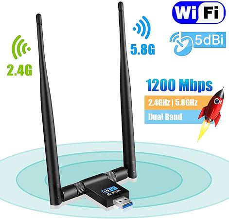 Adattatore WiFi USB   Maxesla AC 1200Mbps Chiavetta WiFi 5 8GHz 2 4GHz Dual Bande WiFi Dongle USB 3 0 5dBi Antenna Compatibile con Windows XPVista20007810 Mac OS X 10 6 10 14 Ubuntu Linux