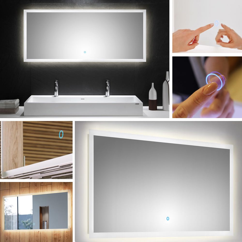 Lomadox Badezimmermöbel Badmöbel Set 4-teilig, Doppel-Waschtisch Waschplatz 120cm breit mit Doppel-Waschbecken, Schrank, Hochschrank und LED Spiegel, in grau