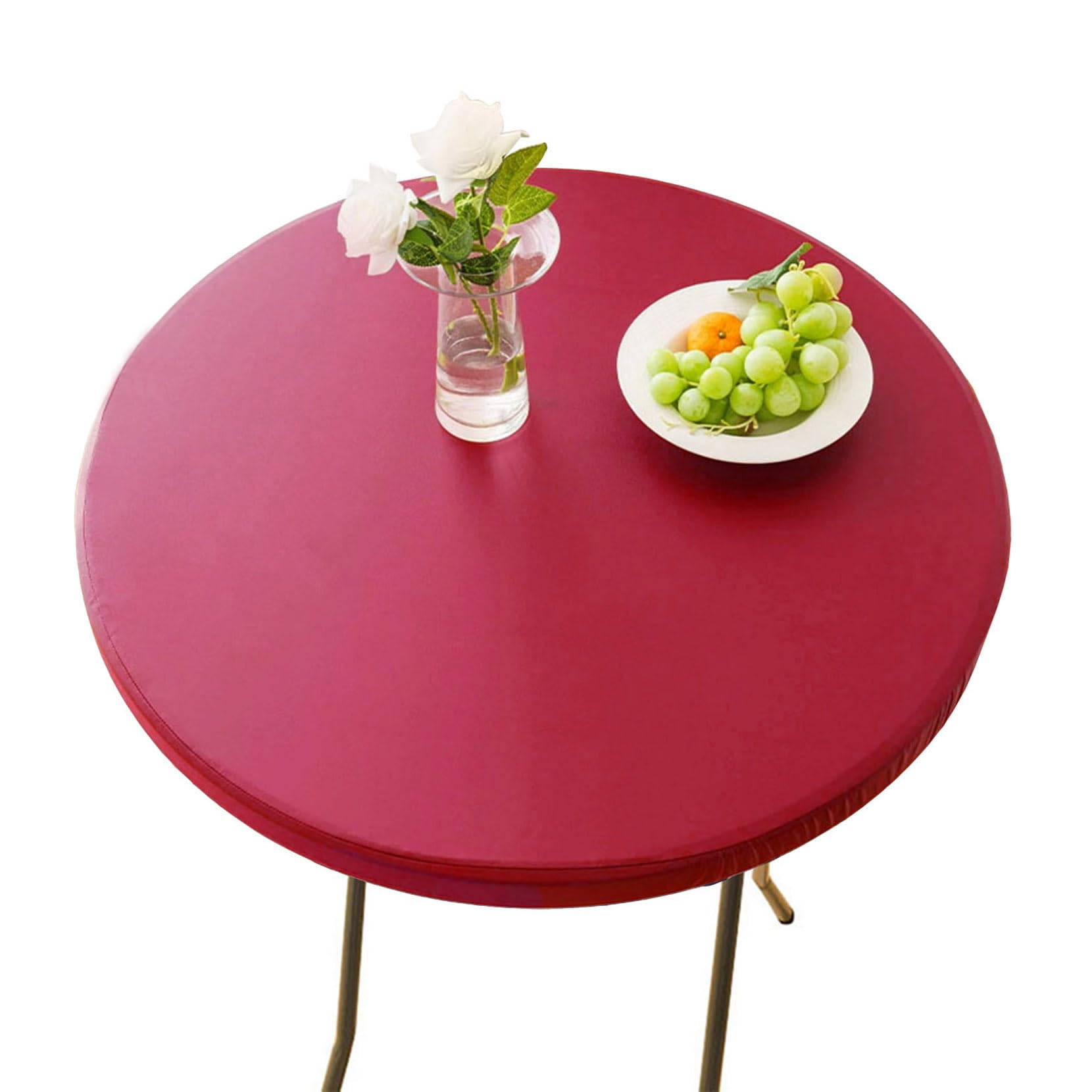 CIEEIN CIEHT PU Tablecloths Table cloth Tablecover Home Hotel Restaurant Bar Party Waterproof Oilproof Table Covers Red Round 90cm โ image 1