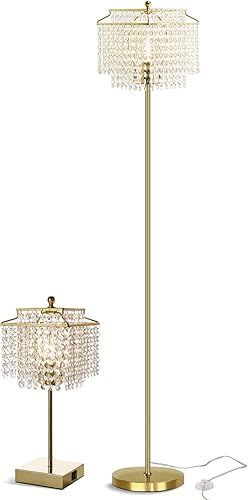 Luvkczc 1 paquete de lámparas de pie de cristal 1 paquete de lámpara de mesa de cristal bombilla LED incluida dorado