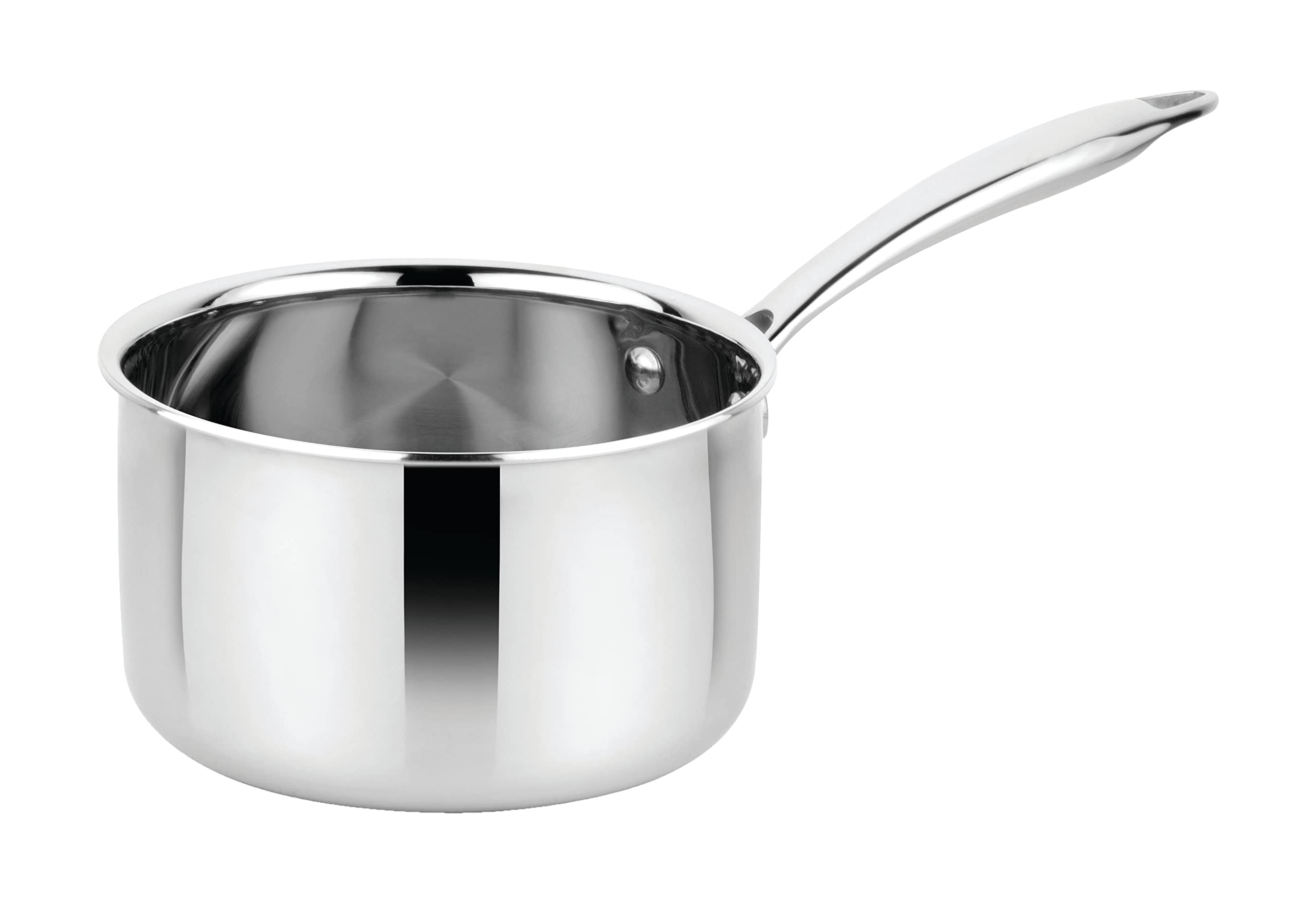 Prabha Prima Saucepan without Lid, Stainless Steel, Kitchen Sauce Pan Utensils, 14cm, 1.2L, Sauce Pan Container, Induction & Gas Stove Suitable, teapan, milkpot, milkpan, egg/milk/water boiler chaipan