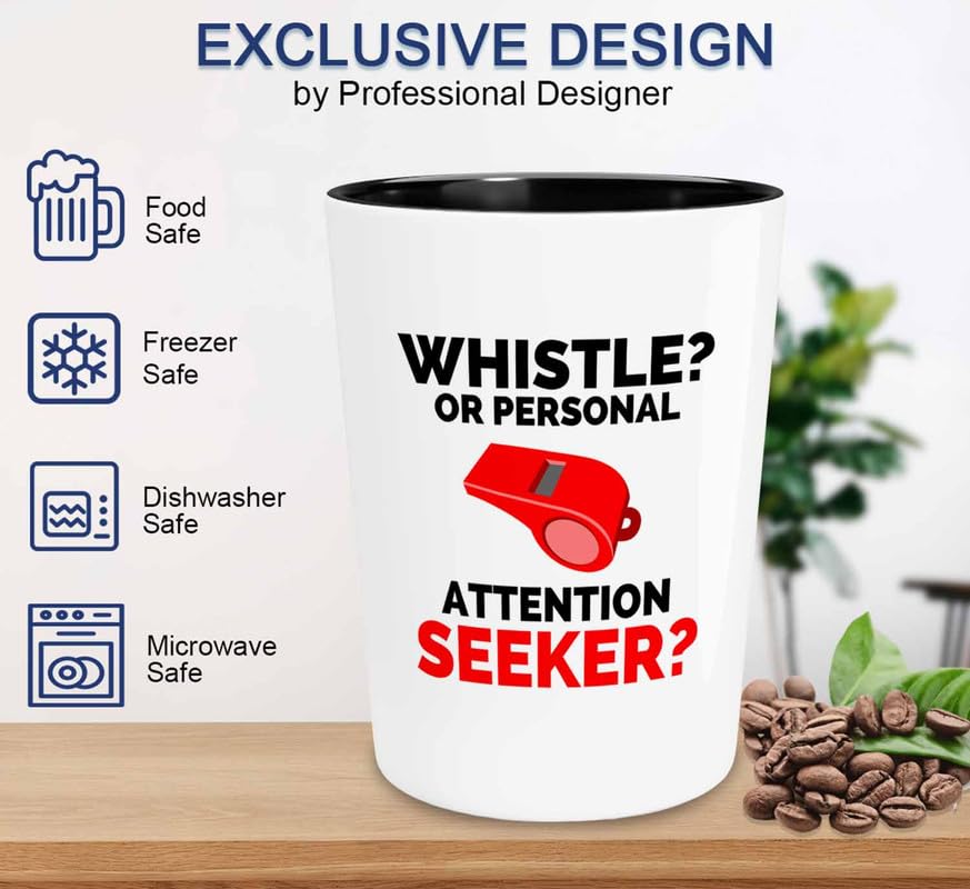 Vaso shot de árbitro fútbol 1.5 oz diseño silbato miniatura 3