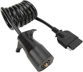 Aramox 7 Way Round to 5 Way Pin Flat Spiral Trailer Connector Adapter Plug Brass Terminal Wiring Adapter Trailer Connector Trailer Adapter for Boat Trailers