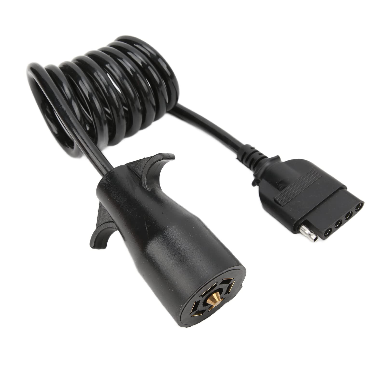 Astibym 7 Way Round 5 Pin Flat Spiral Trailer Connector Adapter Plug Brass Terminal Wiring Adapter for Boat Trailers,Trailer winch parts