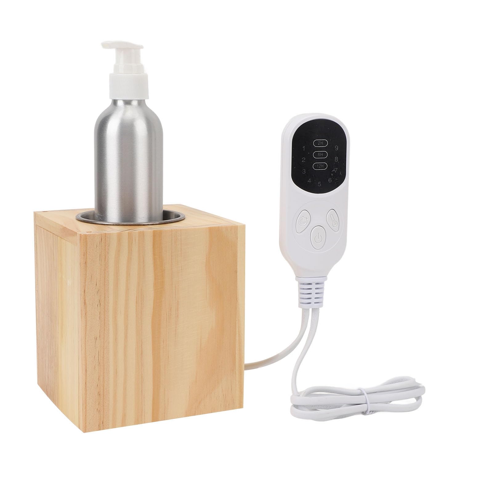 Luocute Electric Warmer Oil Dispenser, Plug in Constant Temperature Control Portable Message Oil Heater for Home & Professional Spa Supplies with Aluminum Bottle for (Wood Grain)