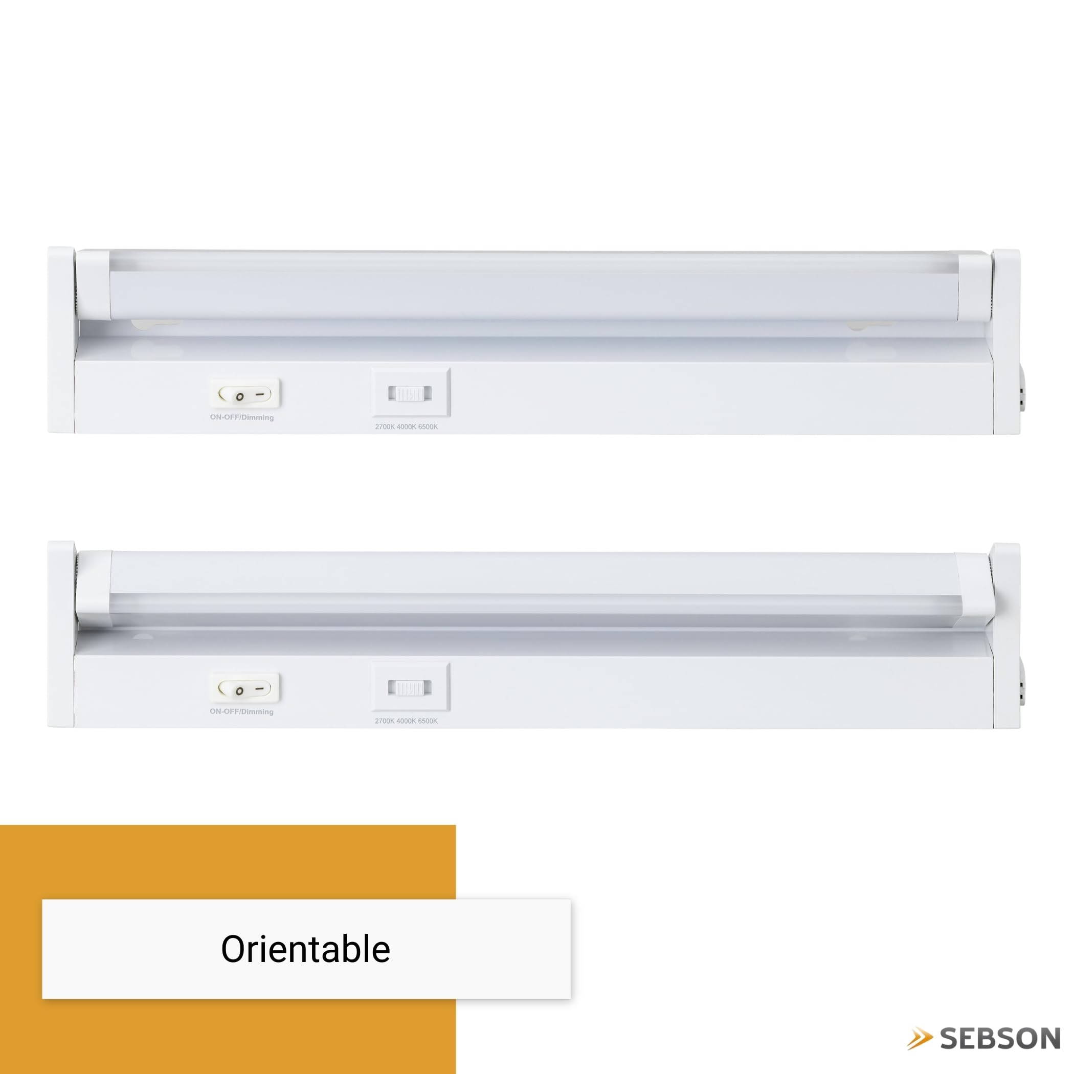 SEBSON Reglette LED sous Meuble Cuisine 110cm Dimmable 3 Couleurs 2700K/4000K/6500K Orientable Interrupteur Prise 230V Barre LED Prolongeable