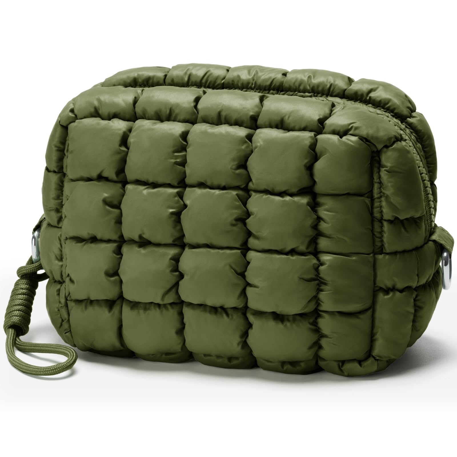 Quilted Makeup Bag Puffy Cosmetic Bag Cute Puffer Travel Toiletry Bag for Women Small Makeup Pouch for Purse