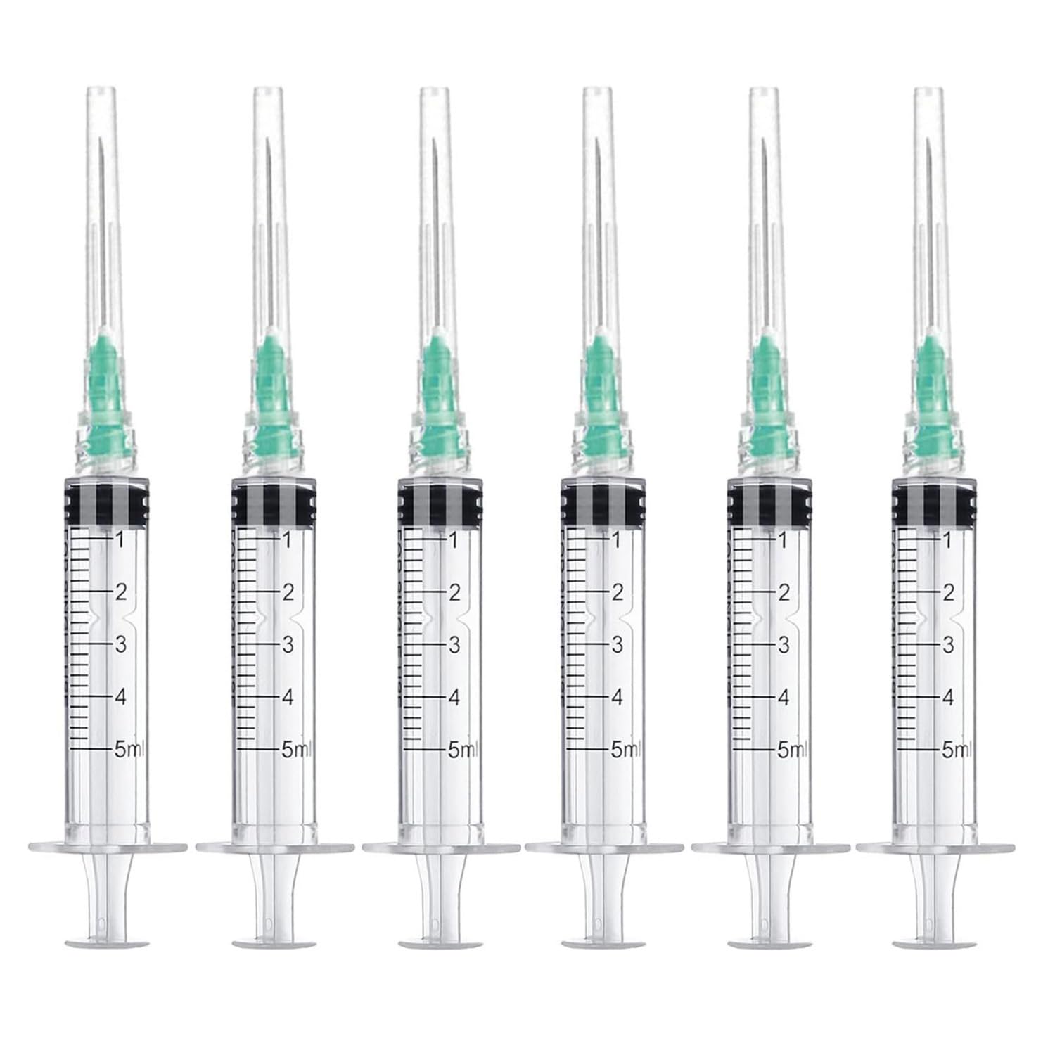 10 Pack 5ml/cc Disposable Luer Lock Lab Syringes with 21Ga 1.5 Inch Needle , Individually Sealed Packed 5ml 10.0