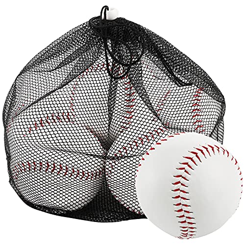 Tebery 6 Pack White Sports Practice Softballs, 12-Inch Official Size and Weight Softball, Unmarked & Leather Covered Training Ball for Games, Practice and Training