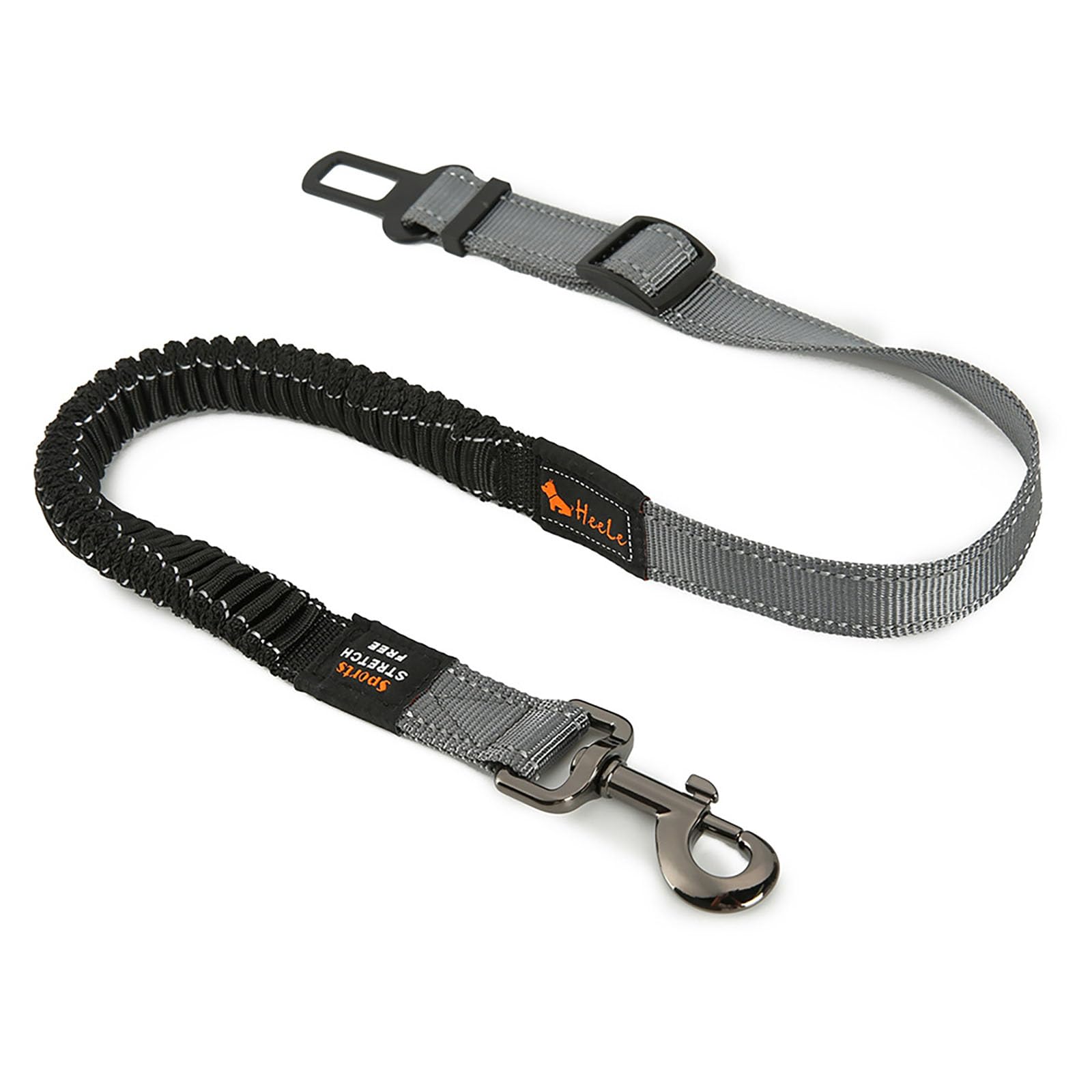 Dewkou 1 PC Pet Dog Car Seat Belt, Adjustable Elastic Telescopic Car Traction Ropes, with Metal Buckle, Explosion-Proof Safe Traction with Ropes, Suitable for Most Car and Pet (Gray)