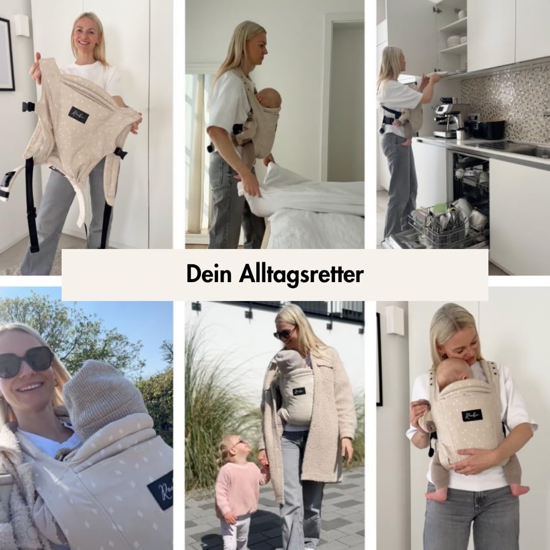 Rookie Baby Noszenie od urodzenia – ergonomiczne, wygodne, bio-materiały – Premium Elite Design – szybkie i łatwe zakładanie – nosidełko dla noworodków do 2 lat (kwiatowy)
