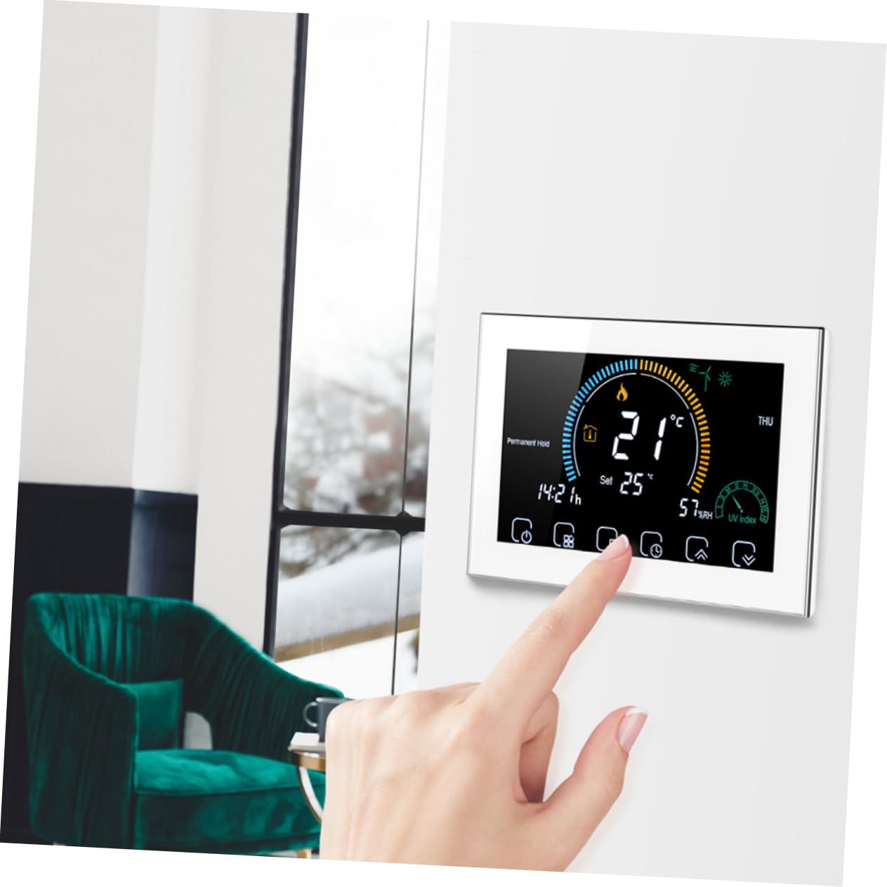 SHINEOFI Termostato Digitale Intelligente Per Riscaldamento Pavimento Schermo Lcd Touch Display Meteo Temperatura e Umidità Facile Installazione e Controllo Manuale o Programmabile
