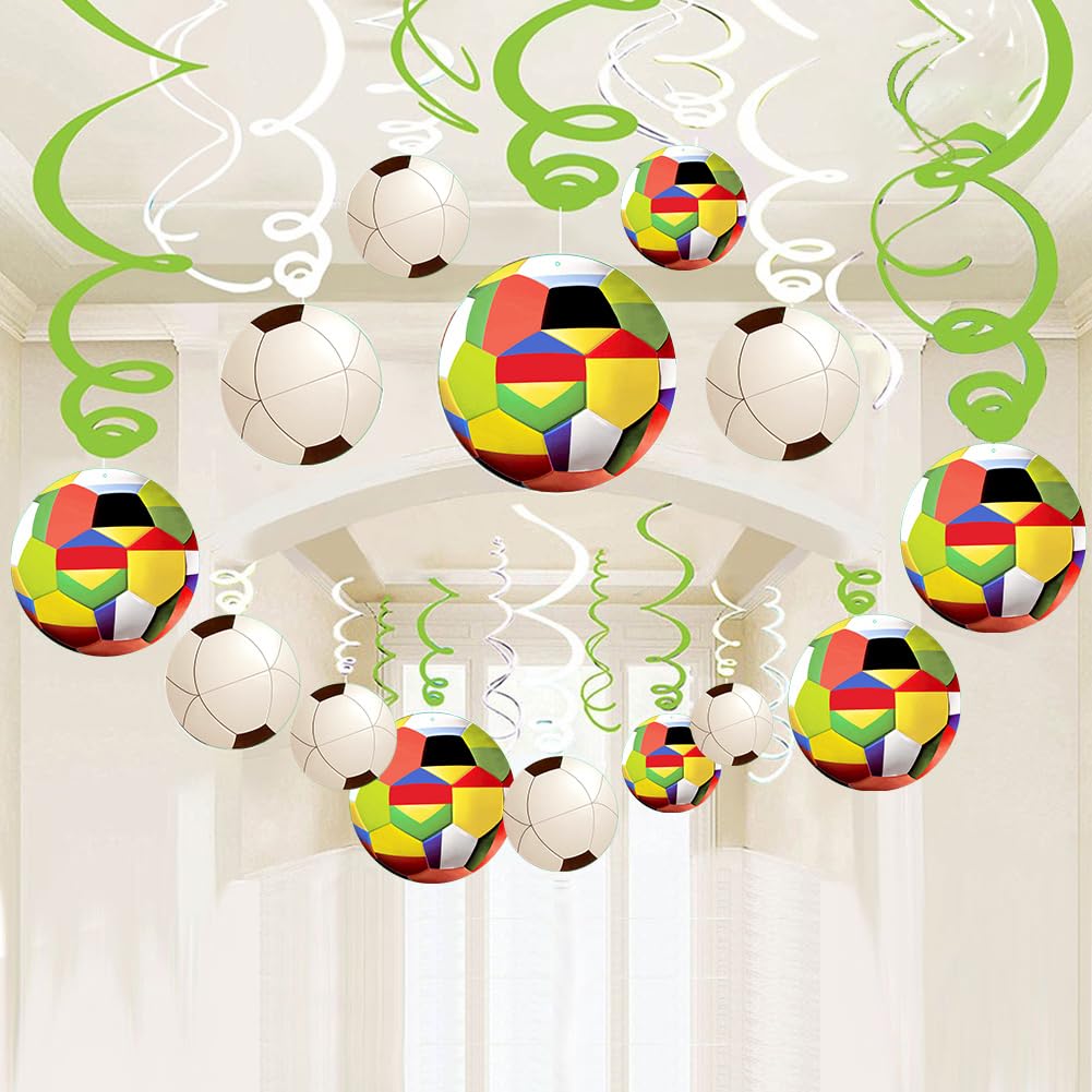 Photo 1 of 30CT Soccer Hanging Swirl for Soccer Party Supplies Theme Birthday Party Decorations