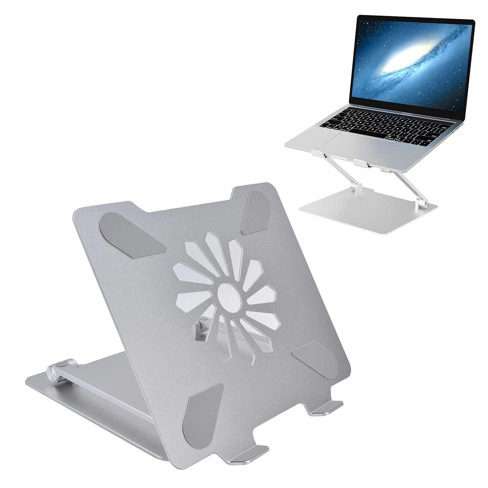 Soporte Ergonómico Ajustable para Ordenador Portátil, Elevador de Refrigeración Plateado Portátil para Uso en el Hogar y la Oficina